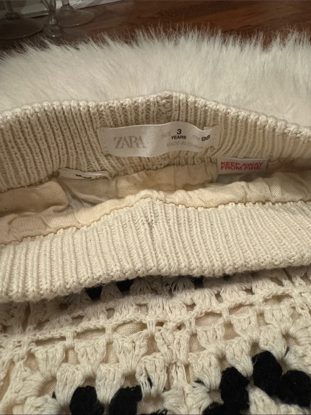 Zara Crochet Knit 2 Piece Set Top and Bottom Size 3 Years /CM 98 pre-owned